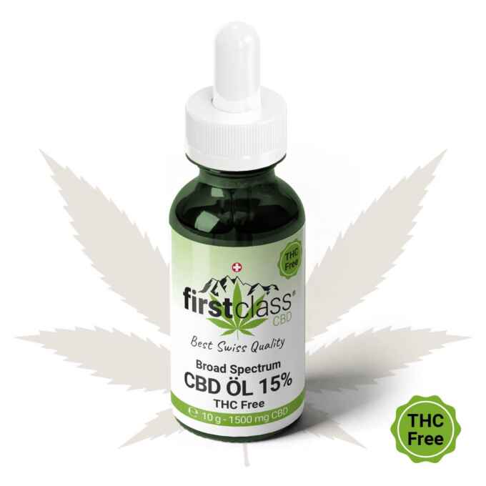 Produktbild von CBD Öl 15% thc-frei – erhältlich bei firstclass CBD Schweiz