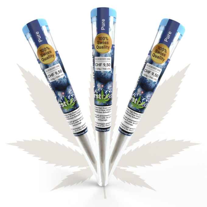 Produktbild von Joint Blueberry One 3 Stück mit Hülsen zu je 0.9g – erhältlich bei firstclass CBD Schweiz