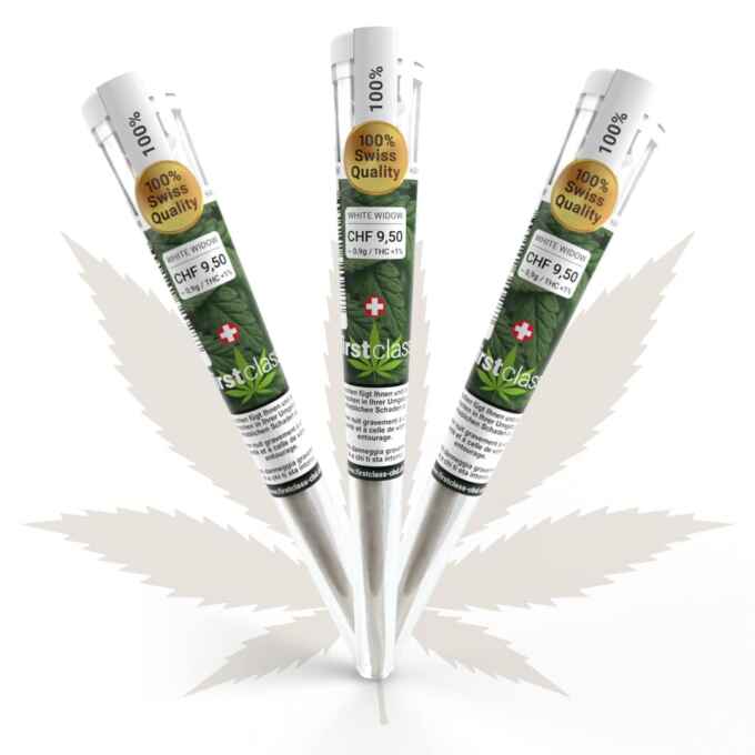 Produktbild von Joint White Widow 3 Stück mit Hülsen zu je 0.9g – erhältlich bei firstclass CBD Schweiz