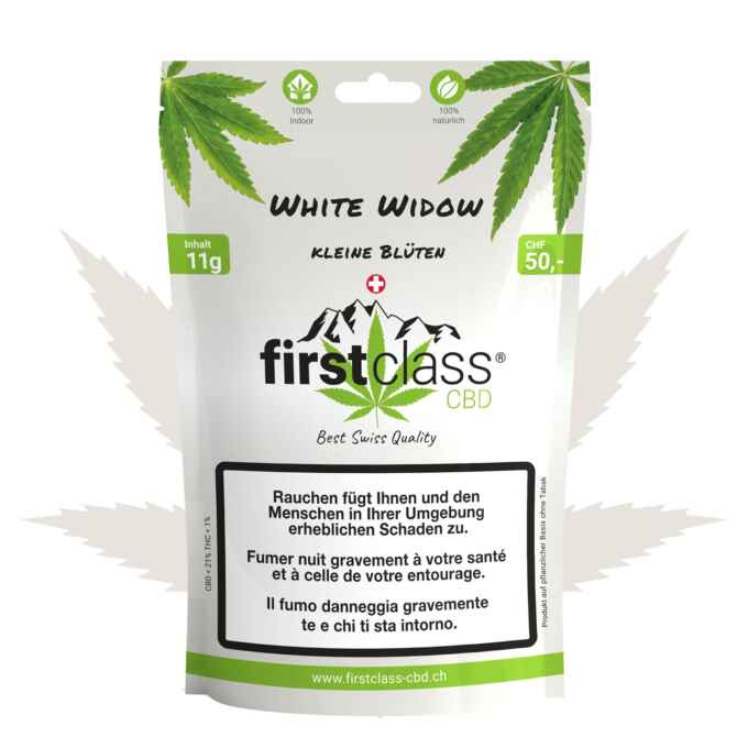 Produktbild von Kleine Blüten White Widow 11g – erhältlich bei firstclass CBD Schweiz