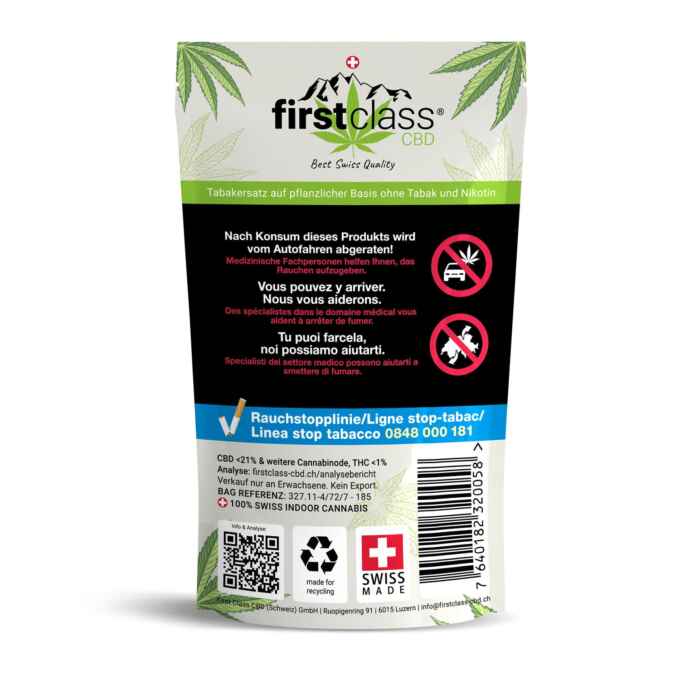 Produktbild von Small Buds White Widow 4g mit Warnhinweis – erhältlich bei firstclass CBD Schweiz