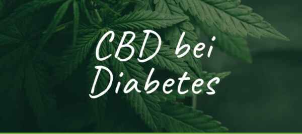 CBD bei Diabetes – Cannabisblatt-Hintergrund mit Titeltext