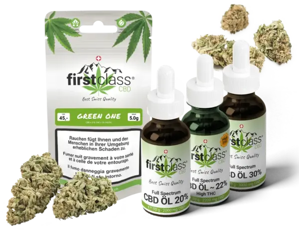 Produits CBD Firstclass – huile CBD et fleurs suisses en promotion