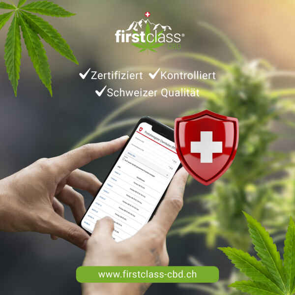 Offiziell registrierte und analysierte CBD-Produkte von First Class CBD Schweiz