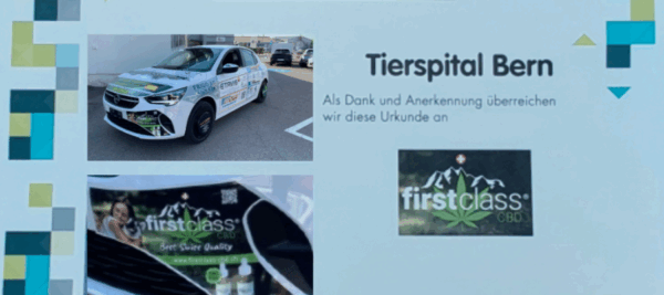 Tierspital Bern und Firstclass CBD Dankes-Urkunde