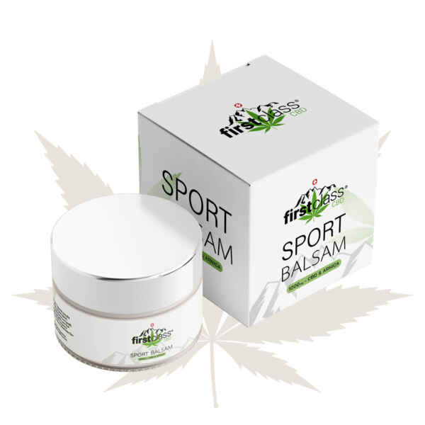 CBD Sportbalsam in Dose und mit Verpackung