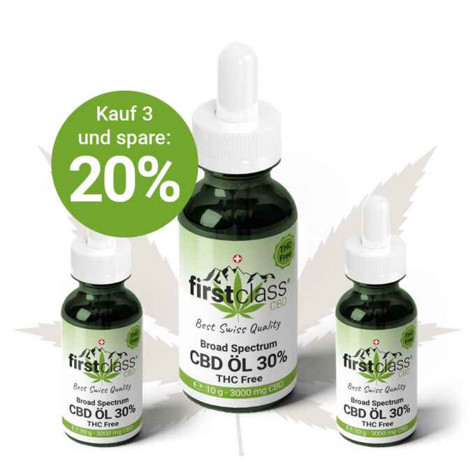 Produktbild: CBD Öl 30% THC-frei – 3er Set – firstclass CBD