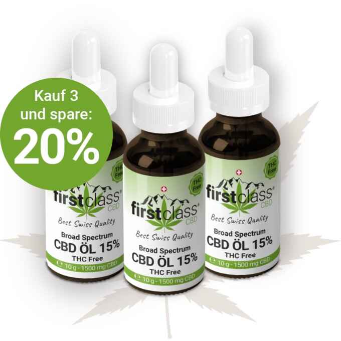 Produktbild: CBD Öl 15% THC frei – 3er Set