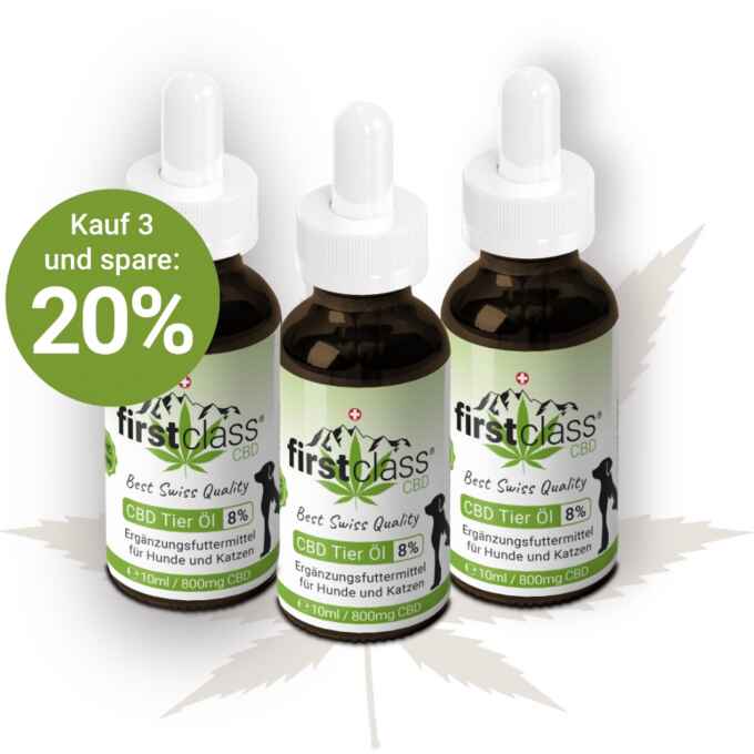 Produktbild: CBD Tier Öl 8% THC frei – 3er Set