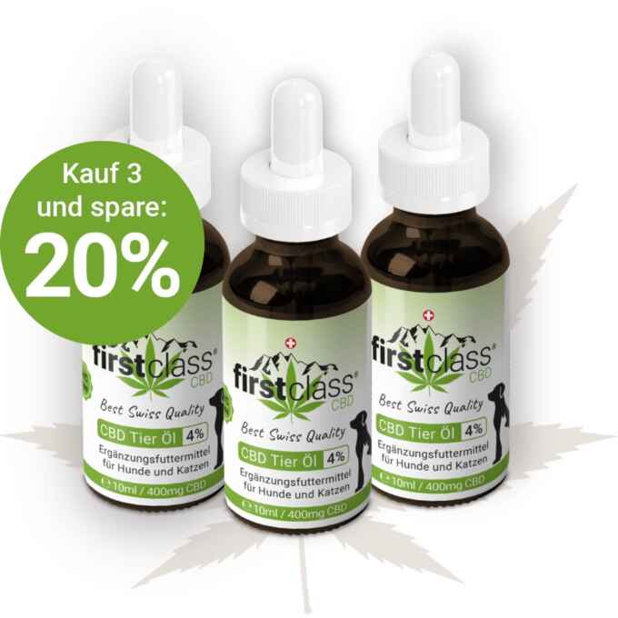 Produktbild: CBD Tier Öl 4% THC frei – 3er Set