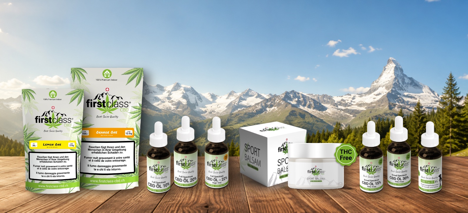 CBD Angebote von First Class CBD mit ausgewählten Produkten aus der Schweiz