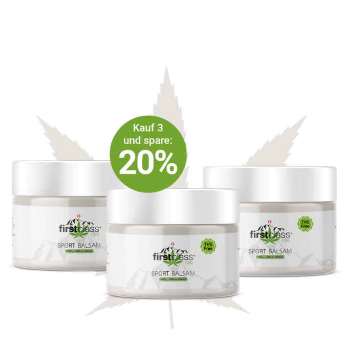 CBD Sportbalsam 1000 mg im 3er Pack aus der Schweiz mit Arnika und Kräutern